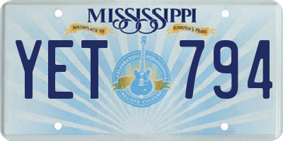MS license plate YET794