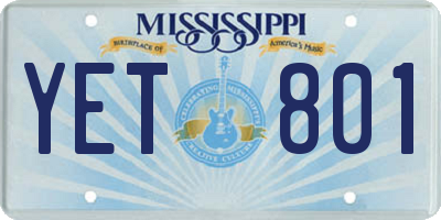 MS license plate YET801