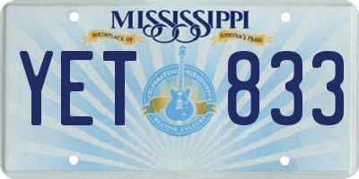 MS license plate YET833