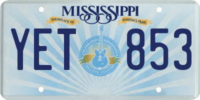 MS license plate YET853