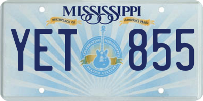 MS license plate YET855