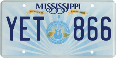 MS license plate YET866
