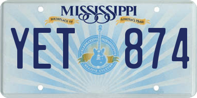 MS license plate YET874