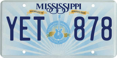 MS license plate YET878