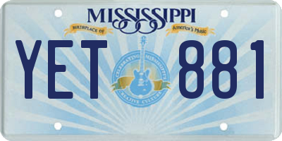 MS license plate YET881
