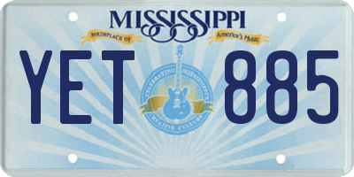 MS license plate YET885