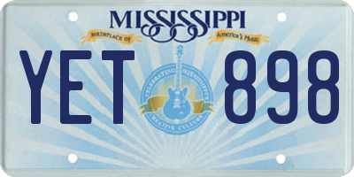 MS license plate YET898