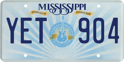 MS license plate YET904