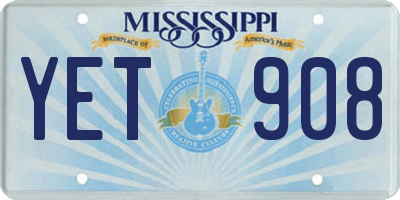 MS license plate YET908