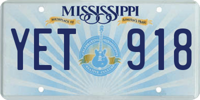 MS license plate YET918