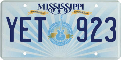 MS license plate YET923