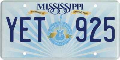 MS license plate YET925