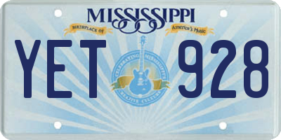 MS license plate YET928
