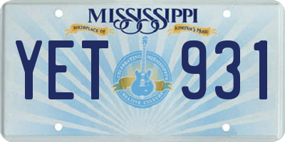 MS license plate YET931