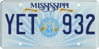 MS license plate YET932