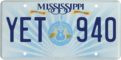 MS license plate YET940