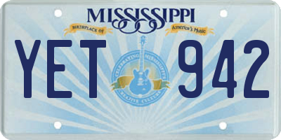 MS license plate YET942