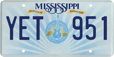 MS license plate YET951