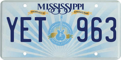 MS license plate YET963
