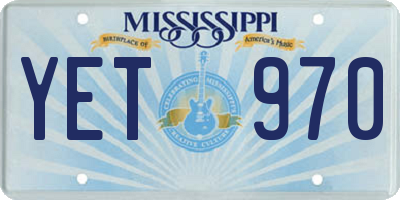 MS license plate YET970