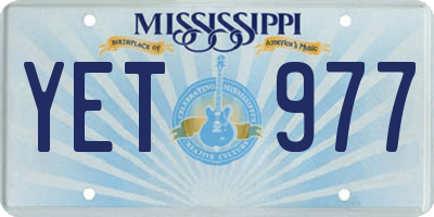 MS license plate YET977
