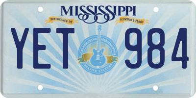 MS license plate YET984
