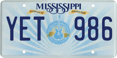 MS license plate YET986