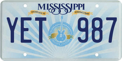 MS license plate YET987