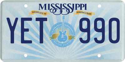 MS license plate YET990