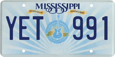 MS license plate YET991