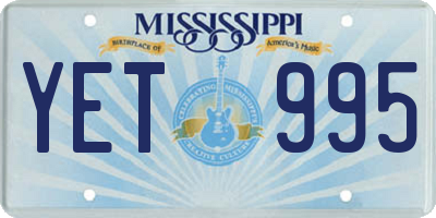 MS license plate YET995