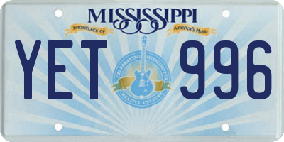 MS license plate YET996