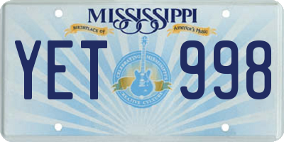 MS license plate YET998
