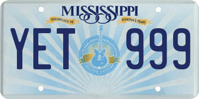 MS license plate YET999