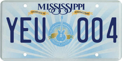MS license plate YEU004