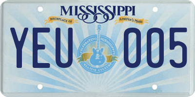 MS license plate YEU005