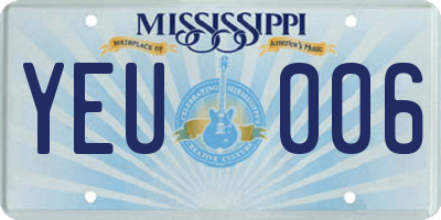 MS license plate YEU006