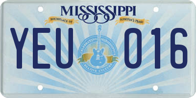 MS license plate YEU016
