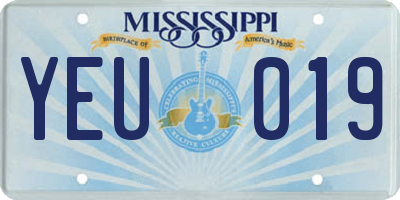MS license plate YEU019
