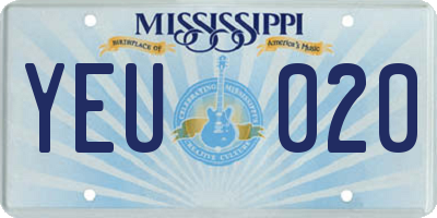 MS license plate YEU020