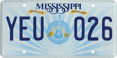 MS license plate YEU026