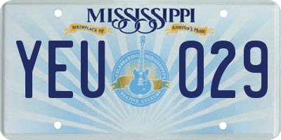 MS license plate YEU029