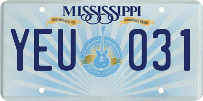 MS license plate YEU031