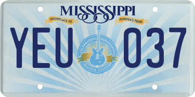MS license plate YEU037