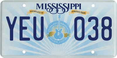 MS license plate YEU038