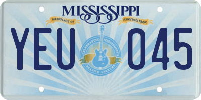 MS license plate YEU045