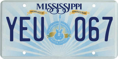 MS license plate YEU067