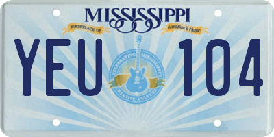 MS license plate YEU104