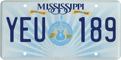MS license plate YEU189