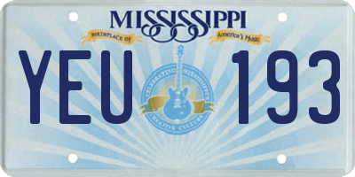 MS license plate YEU193